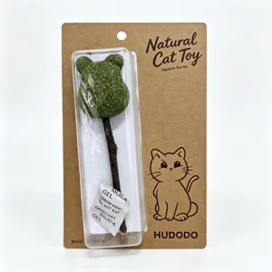 Natural catnip silvervine cat chew toy with lollipop shape for dental care and fun pet play.