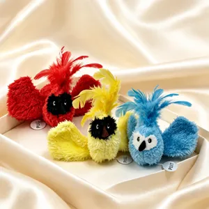 Interactive electronic cat toy plush singing bird with catnip and soft PP cotton.