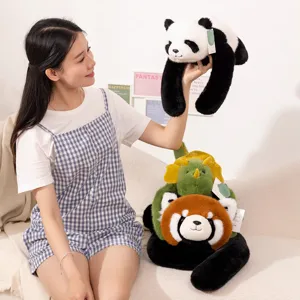 Lindo panda de brazos largos pequeño panda dinosaurio peluche suave muñeca para niños