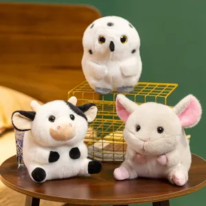 Adorable Peluche Animal Gordito Búho Vaca Ratón Muñeca Rellena Suave Felpa Corta Algodón PP Niño Compañero Calmante Regalo