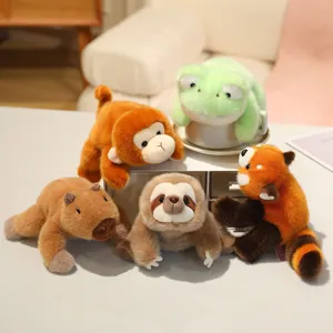 Cute animal plush toys set featuring capybara sloth and red panda soft dolls for kids.
