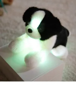 Cute glowing border collie plush toy cute puppy doll comforting toy for boys birthday gift