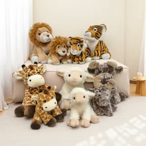Süßes Tier Plüschtier Stoffpuppe Simulation Tiger Löwe Giraffe Schaf Elch Weiches Begleiter Spielzeug Geburtstagsgeschenk Für Kinder