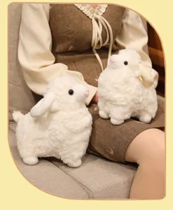 Lindo peluche de oveja de simulación de dibujos animados, muñeca blanca suave para niños.