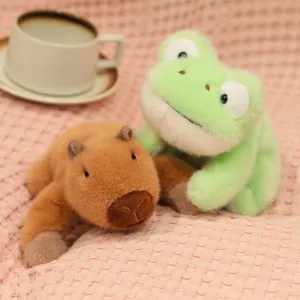 Cute plush frog and capybara stuffed animal toys, soft companion dolls for kids and home decor.