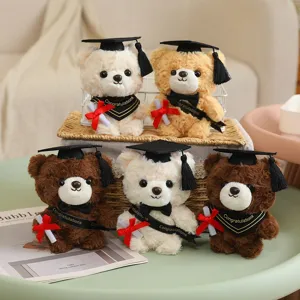 Cartoon Afstudeerbeer Pluche Speelgoed Hanger Zachte Knuffel Dokter Beer Pop Sleutelhanger Tas Hangend Ornament Cadeau