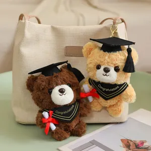 Leuke afstuderen beren pluche sleutelhanger zachte pop tas hanger cadeau voor student