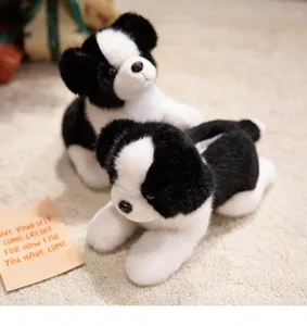 Cute border collie plush toy black and white stuffed puppy doll soft children gift