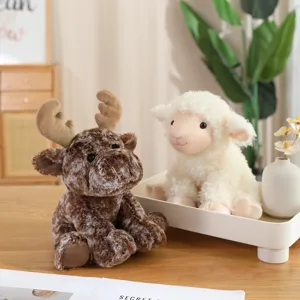Süßes Plüsch Elch und Schaf Kuscheltier Set, weiche Plüschpuppe Geschenk für Kinderzimmer.