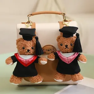 Portachiavi peluche orsetto di laurea simpatico ciondolo zaino morbida bambola per studenti