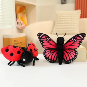 Süße Cartoon Insekten Plüschtiere, weiche Marienkäfer und Schmetterling Stofftiere.