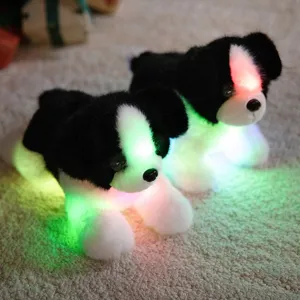 Cute glowing border collie plush toy soft stuffed animal led lights children birthday gift