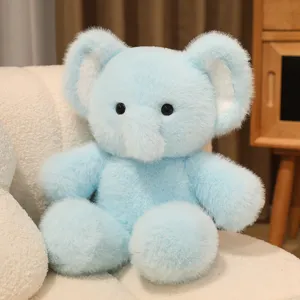 Cute blue elephant plush toy, soft stuffed animal doll for kids, cozy room decor soothing toy