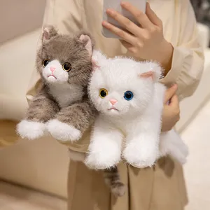 Cute cat plush toys fluffy kitten dolls soft stuffed animal birthday gift for kids