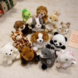 Ensemble de porte-clés en peluche d'animaux mignons, pendentifs poupée douce pour sacs.