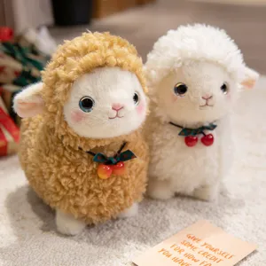 Schattig pluche schaap knuffeldier zachte pop met leuke kersen hanger voor meisjes
