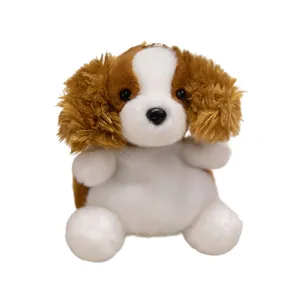 Adorable chiot marron et blanc peluche pendentif duveteux animal poupée sac porte-clés