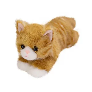 Cute orange and white kitten plush toy soft cat doll for kids birthday gift home decor main