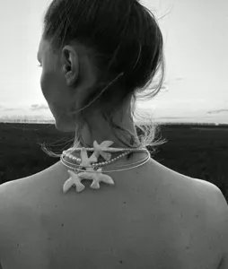 White ceramic dove layered necklace with pearl beads and metal chokers for women fashion.