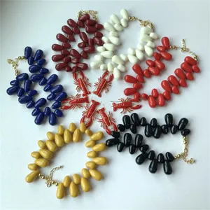 Pendentif Homard Collier de Clavicule en Résine Acrylique avec Perles en Goutte Design Animal Unique Bijoux de Cou Hip Hop Femme