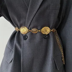 Ethnic metal waist chain bohemian vintage gold belt for women fashion dress accessories