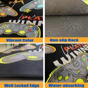 Game controller pattern printed area rug with non-slip backing and locked edges for home.