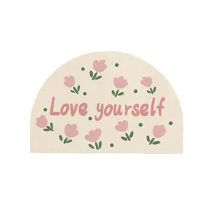 Minimalist semi-circular absorbent bathroom mat, thickened non-slip doormat for toilet.