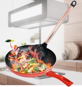 Espátula de cocina de silicona con mango tubular de oro rosa para cocina antiadherente.