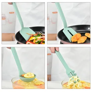 Silicone kitchen utensils set multi-purpose cooking spatula and spoon green tool kit