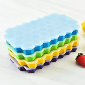 Silicone Honeycomb Ice Cube Mold Household Flexible Ice Tray With Lid DIY Ice Maker Kitchen Gadget For Drinks