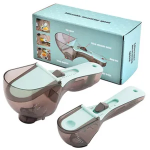Cuchara medidora ajustable doble cabeza cocina herramienta de horneado plástico multi capacidad