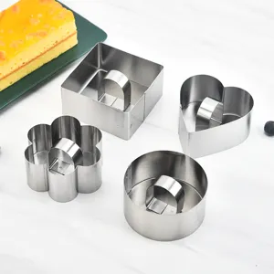 Ensemble d'Emporte-Pièces en Acier Inoxydable Moules Carré Rond Cœur Fleur Outils de Pâtisserie pour Gâteau Biscuits
