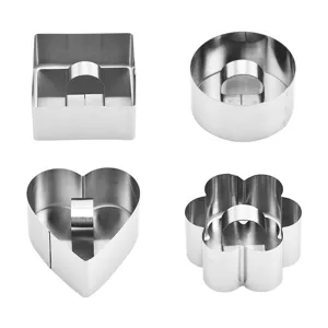 Lot de 4 emporte-pieces en acier inoxydable coeur rond carre fleur ustensile principal