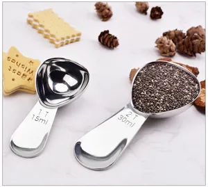 Stainless steel measuring spoon set 2 piece 15ml 30ml baking coffee powder tool kitchen