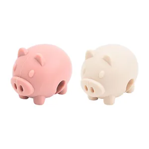 Cute pig silicone pot lid lifter spill stopper kitchen gadget set of two colorful tools