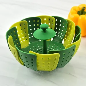 Faltbarer Gemüsedampfgarer ausziehbarer Silikon Dämpfeinsatz für gesunde Küche Kochen Zubehör