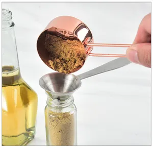 Set di imbuti in acciaio inossidabile con manico misurino da cucina per olio e spezie