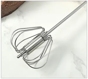 Batidor semi-automatico de acero inoxidable manual de cocina utensilio de huevos