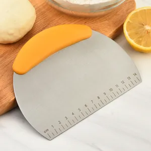 Stainless Steel Bench Scraper And Food Chopper Dough Cutter With Measurement Scale And Non Slip Handle For Baking Pastry