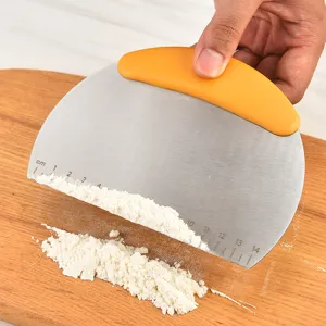 Stainless steel dough scraper with scale handle bench knife baking tool for pastry cutter.