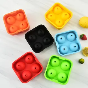 Silicone Ice Cube Mold Round Ball Ice Maker Tray With Lid Flexible Whiskey Cocktail Sphere Making Tool
