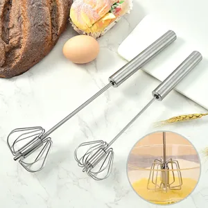 Batidor Semiautomático de Acero Inoxidable Portátil Manual Prensa Rotativa Cocina Batidor de Huevos Herramienta de Repostería Mezclador