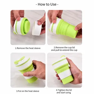 tazza da caffe di viaggio pieghevole in silicone 500ml tazza telescopica comprimibile