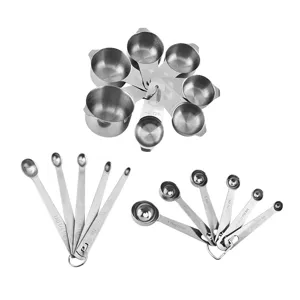 Stainless steel measuring cups and spoons set kitchen baking tool professional metal spoons.