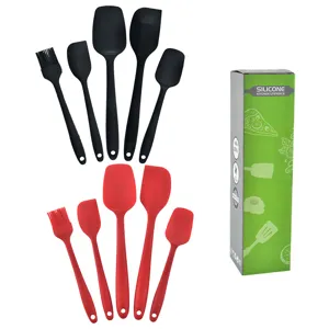 Ensemble de spatules en silicone ustensiles de cuisine antihaherents resistants rouge noir