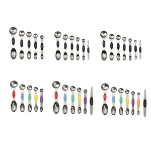 Stainless steel magnetic dual head measuring spoon set kitchen baking measuring tools with leveler.