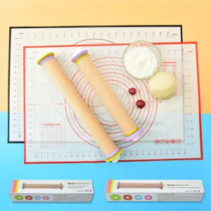 Baking Flour Mat Set Stainless Steel Adjustable Rolling Pin With Graduated Silicone Flour Mat Kitchen Baking Tools