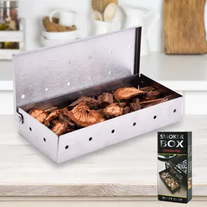 Stainless Steel BBQ Smoker Box Heavy Duty Wood Chips Smoking Box For Outdoor Grill Barbecue Cooking Tool