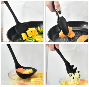 Silicone kitchen utensils set heat resistant spatula soup ladle pasta server cooking tools
