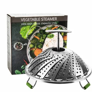 Stainless Steel Folding Steamer Basket Telescopic Steam Rack With Handle For Cooking Vegetables Kitchen Cookware